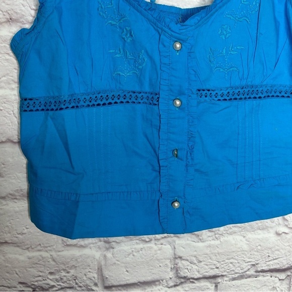 Free People Kerry Embroidered Ruffle Trim Cotton Tank Top Size Medium - Picture 7 of 14